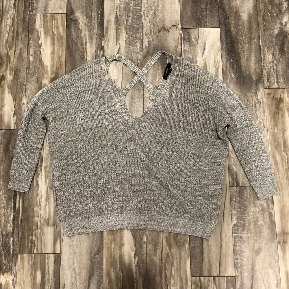 Forever 21 Crop Top V-Neck Sweater Gray S